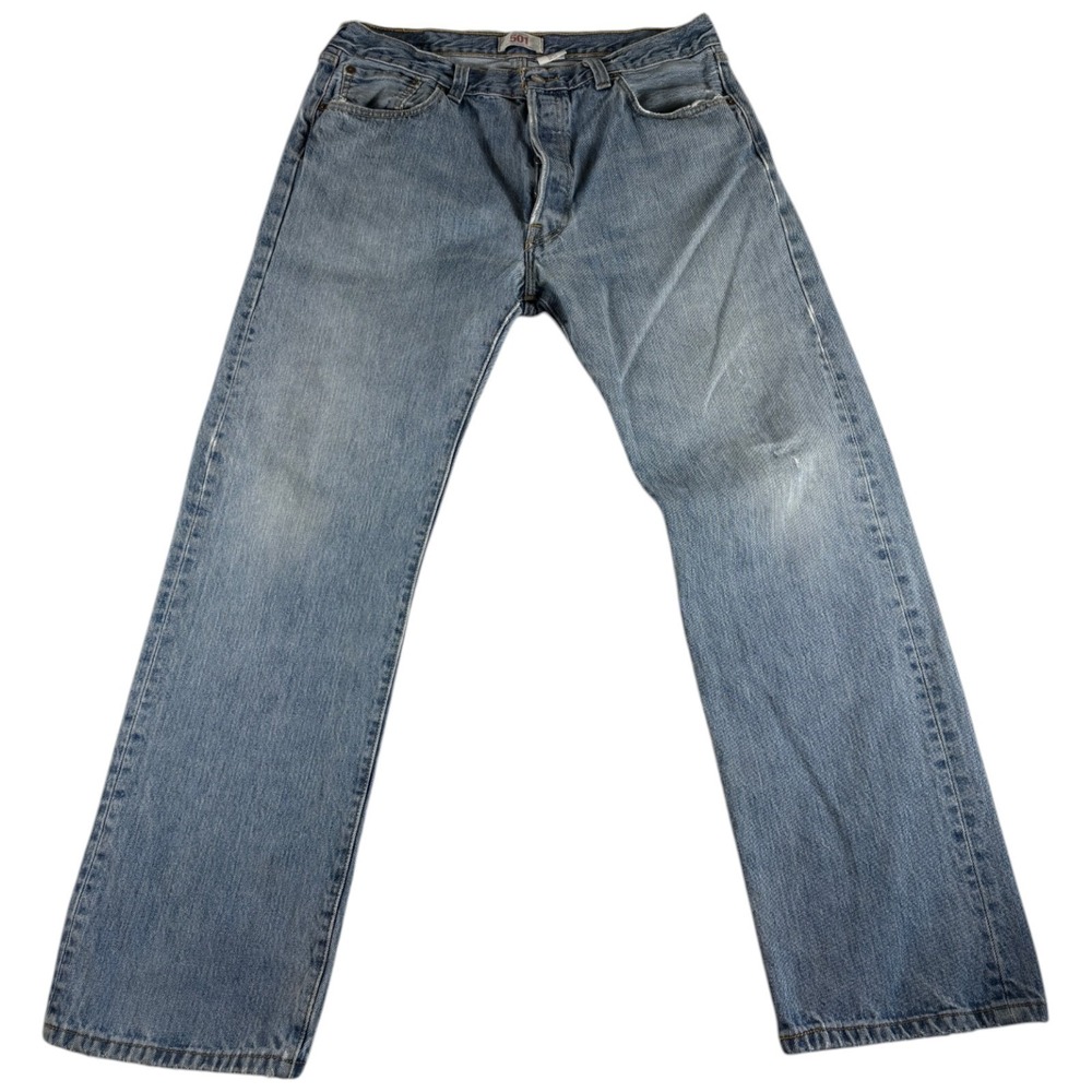 Levi's 501 Authentic Original Jeans Mens 34x30.5 Blue Denim Cotton Straight Leg
